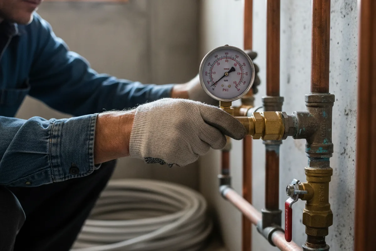 Pressure testing a repaired line during Water Line Repair in Suwanee